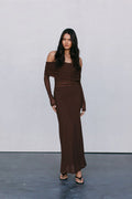 GWEN DRESS - CHOCOLATE BROWN MESH