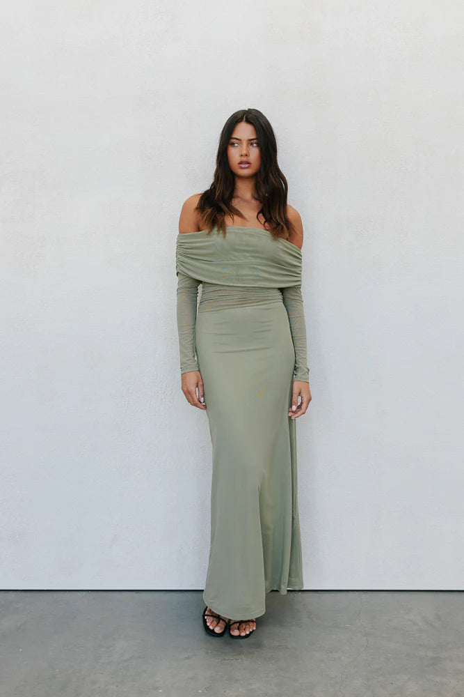 GWEN DRESS - OLIVE MESH